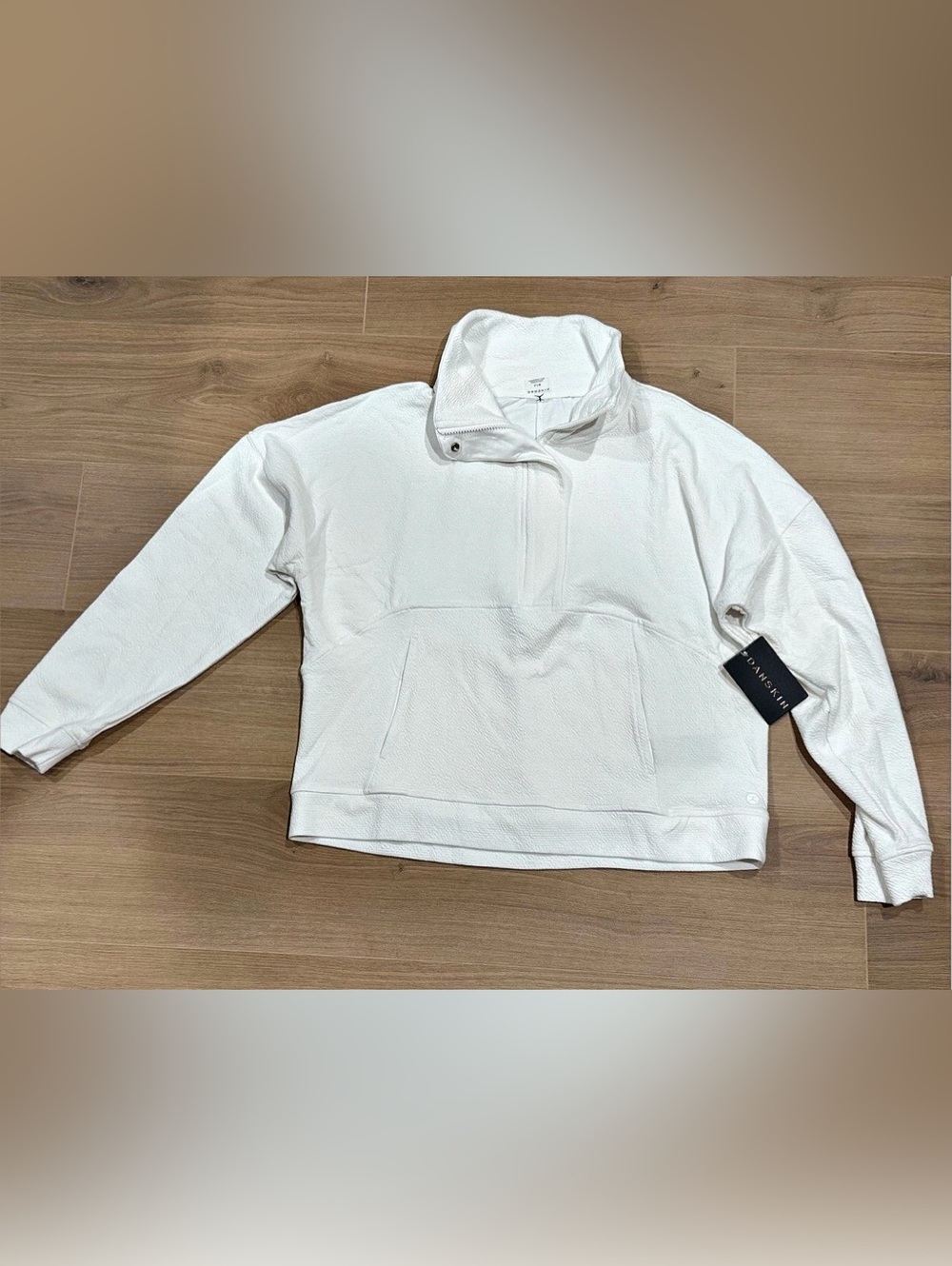 Danskin Wave Jacquard Full Zip Jacket White Large